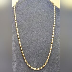 Napier Vintage Gold-tone Necklace, Grooved Oval Beads, Spring C Clasp